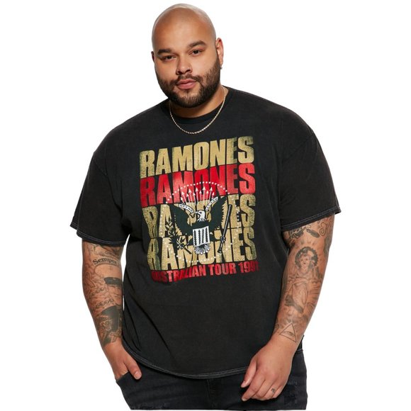 Ramones 1991 Australian Tour Repeat Logo T-Shirt 90's Retro Vintage - Picture 5 of 6